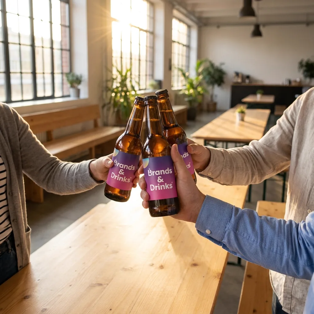 Mitarbeiter mit Getränken mit eigenem Etikett von Brands & Drinks